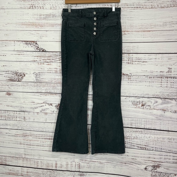 American Eagle Green Super High Rise Flare Corduroy Pants - Picture 1 of 14